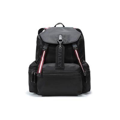 Bally Classic Red And White Striped Large Capacity Letter Logo Fabric Backpack Men Backpack Black CREW-SM-T-70