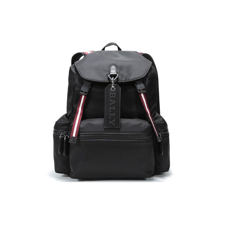 

Bally Classic Red And White Striped Large Capacity Letter Logo Fabric Backpack Men Backpack Black CREW-SM-T-70 Basic Set (Bag+Dust Bag)