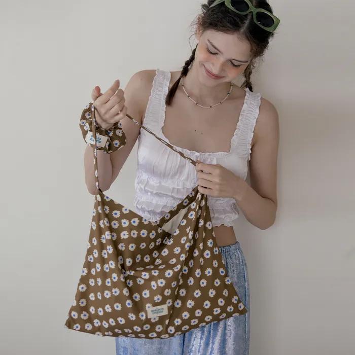 Floral eco bag _ caramel