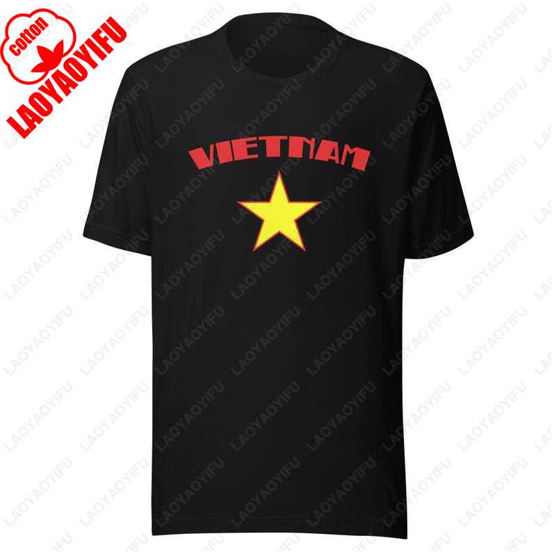 Vietnam Flag Travel Tshirt Yellow Star Ho Chi Minh Adventure Souvenir Gift Shirt Unisex Summer Casual Funny Print Cotton Tees