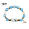 Comfortable Bracelet Blessing Birds with Premium Gift Box, Pink Cherry Blossom Multicolor Beads Elastic Design, Bee Hummingbird Bracelets for