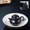 180ml Aesthetic Yixing Purple Clay Teapots Handmade Black Pan Pot Raw Ore Zhu Mud Kettle Zisha Tea Set Cafes Accessories Craft