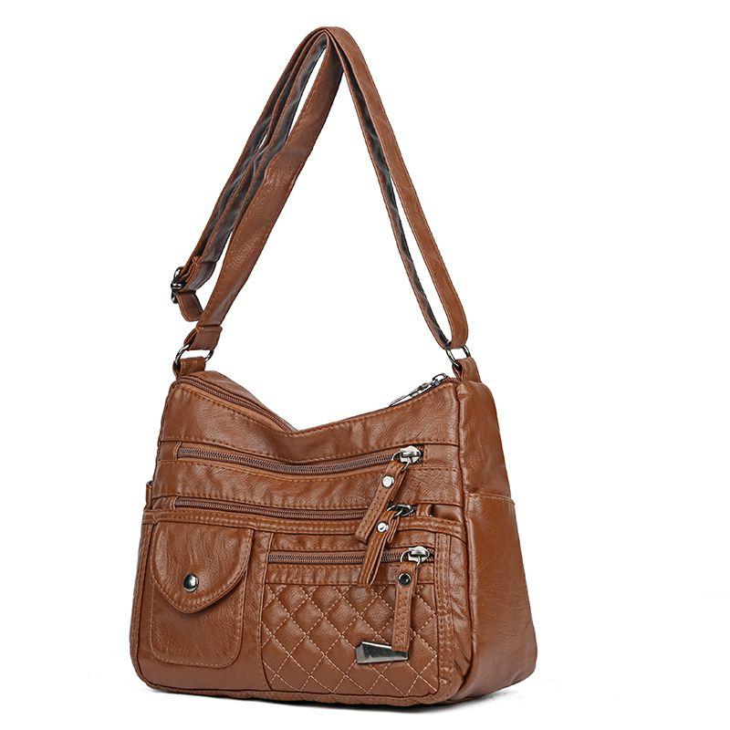 Ladies' Fashionable PU Leather Multi-layer Large Capacity Versatile Women's Bag, Single Shoulder Crossbody Bag