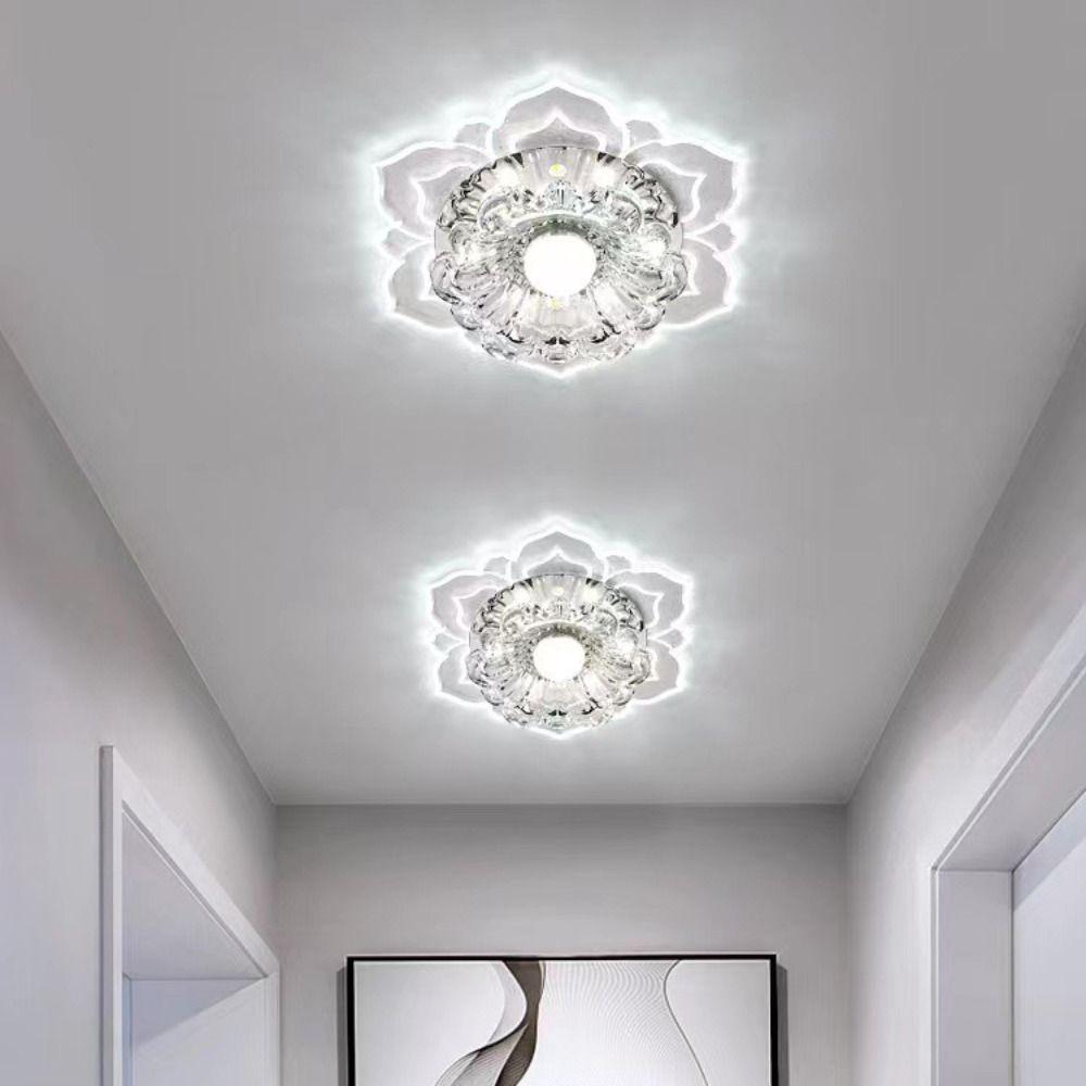 Modern LED Ceiling Lights Crystal Petals Pendant Lamp Crystal Flower Chandelier Living Room