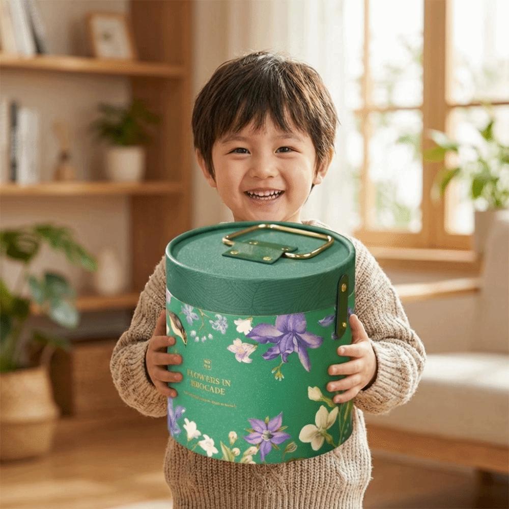 Hot Stamping Process Rice Dumpling Gift Box Round Handheld Round Bucket  Wedding