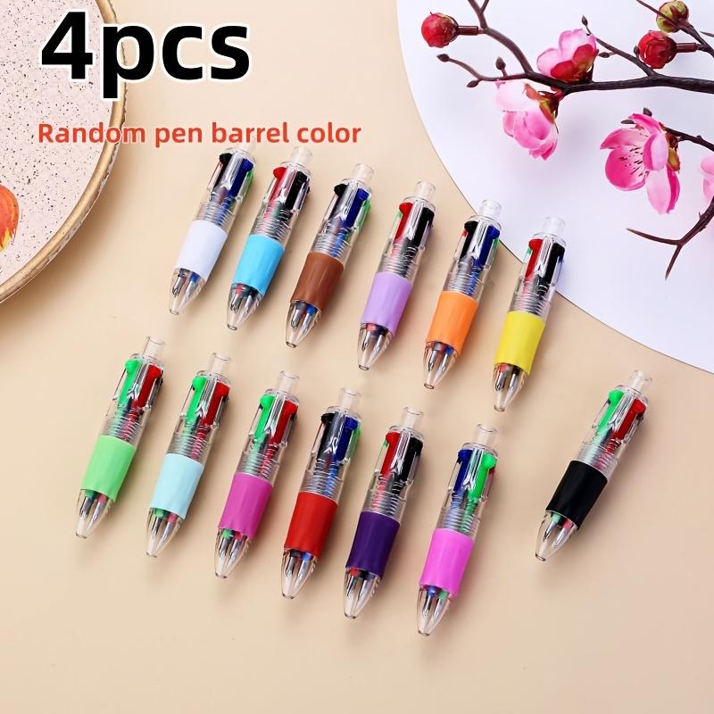 Мини 4-цветная шариковая ручка, Милая студенческая мини-многоцветная нажимная ручка, Цветные ручки для дневника, Канцелярские товары 4pcs-Random