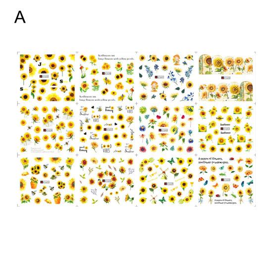 Nail Sticker Self Adhesive Exquisite Shape Attractive Sunflower Floral Nail Art Sticker Manicures Designs Nail Supplies
