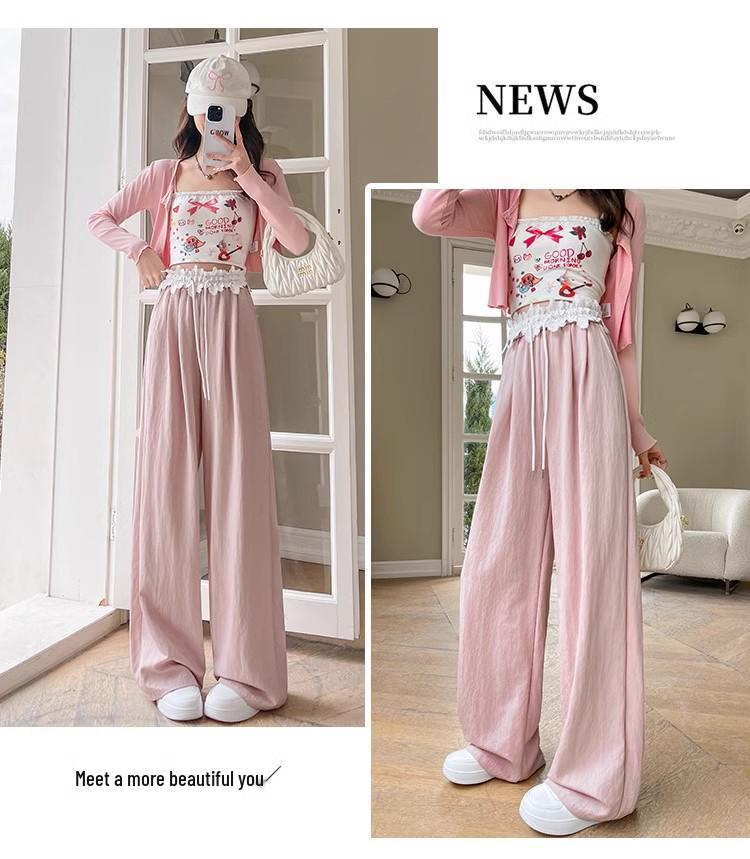 2025 Spring French Lace High-Waist Wide-Leg Trousers