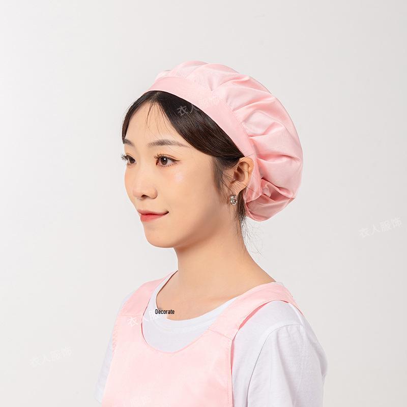 Women's Hair-Resistant, Stain-Proof Sleeveless Apron with Hat - Solid Color and Embroidered Design