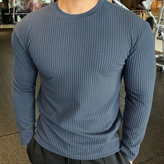 2024 Men Long Sleeves Solid Shirt Fitness Bodybuilding Tees Tops Male Fashion Slim Stripes Tshirts Man Inside Underwear