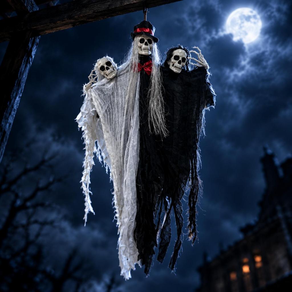 Hanging Halloween Ghost Decoration Spooky for Porches, Rods