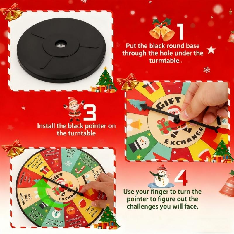 Wood Rotating Wheel for Christmas Gift Exchange with Easy Setups Perfect for Various Party Occasion and Festival Decors