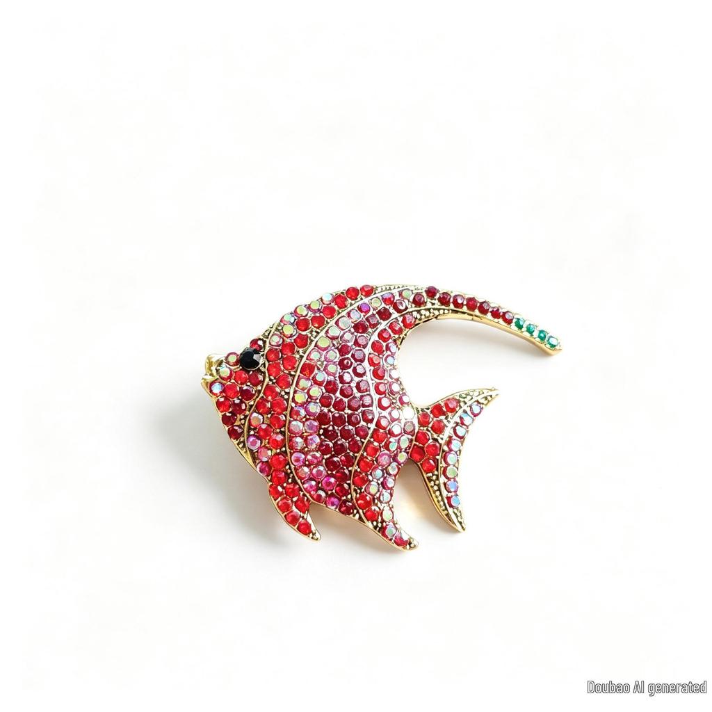 Elegant European Rhinestone Fish Brooch: High-End Alloy Animal Pin for Scarves