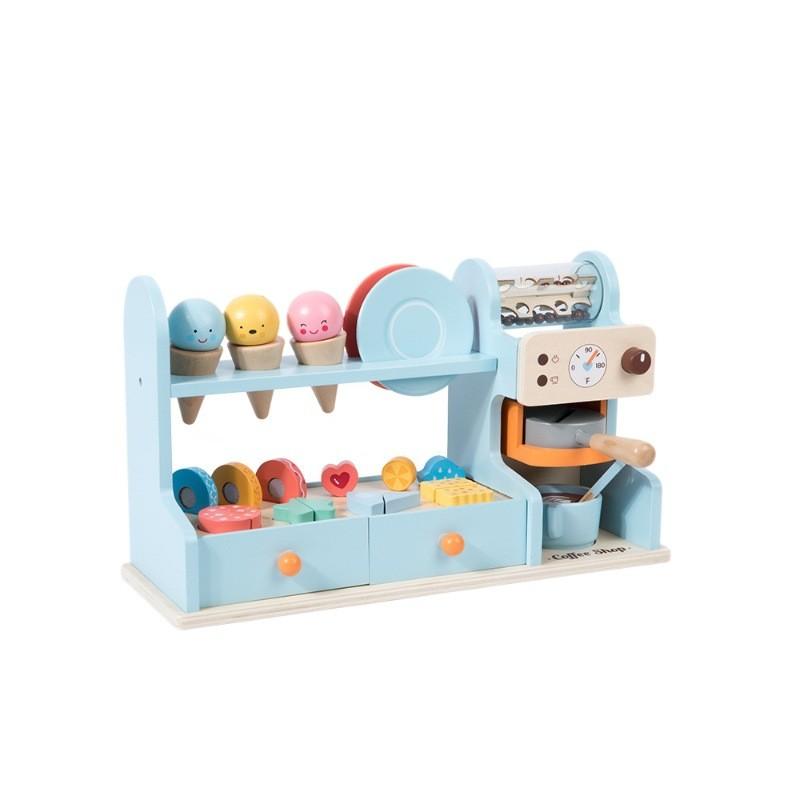 

Wooden Ice Cream Play Set For Kids With Pretend Caf And Toy Accessories For Girls And Boys синий