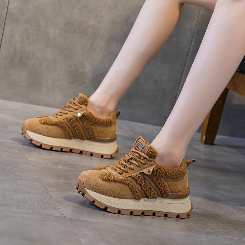 Casual Forrest Gump Shoes Women's 2025 Spring New Low-top Small Size Heightened Platform German Training Sports Dad Shoes Women's Shoes