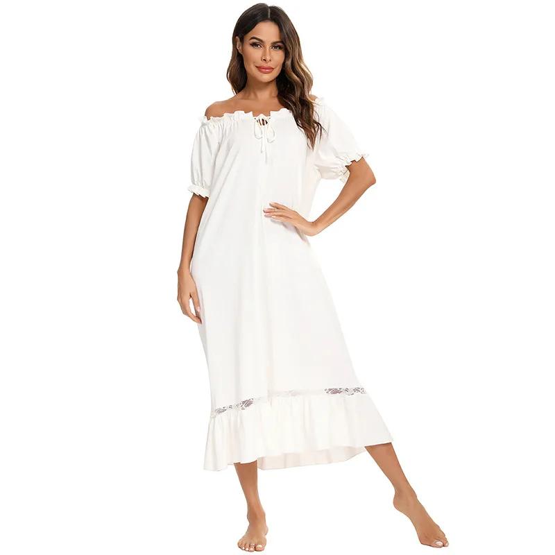 Camice da Notte Vintage Donna Larga Abito da Notte Lunga Camicia da Notte Abbigliamento da Notte Donna Vittoriana Retrò Camice da Notte
