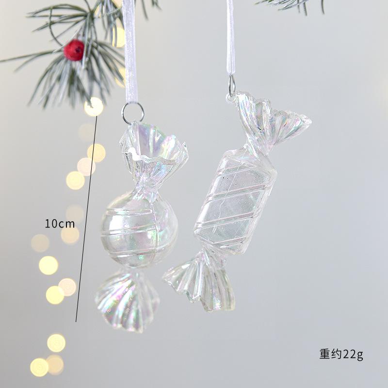 1Pcs Christmas Pendants Decoration Glitter Xmas Tree Snowflake Elk Candy Hanging Ornaments For Home New Year 2023 Navidad Gifts