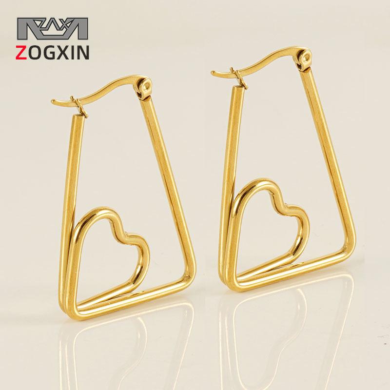 Minimalist Titanium Steel Heart Earrings - Luxury Irregular Design for Women