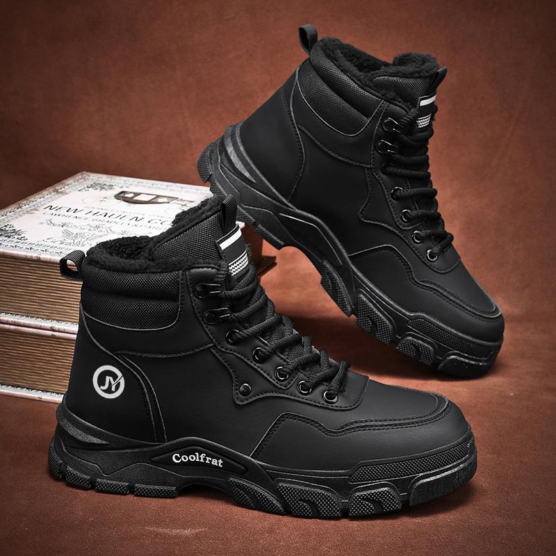 Outdoor Men Ankle Boots Winter Plush Warm Snow Boots Non-slip Cotton Boots Lightweight Work Boots Sneakers Climbing Hiking Shoes