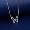 925 Silver Hollow Butterfly Pendant Necklace with Diamond - Like Crystal , Simple Style for Daily Wear
