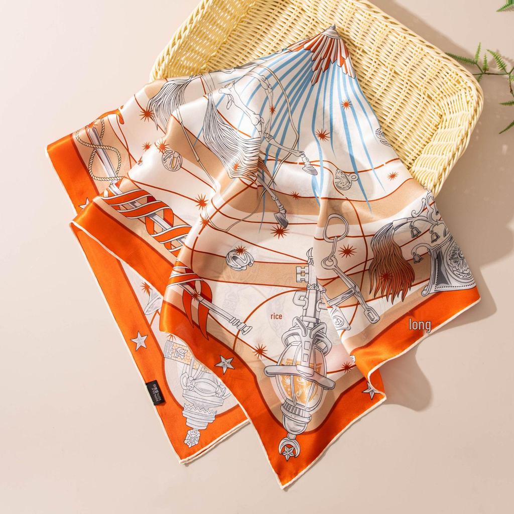 Korean Style Vibe 2026 Spring/Summer Mulberry Silk Scarf for Women - Versatile Print Neck Protector