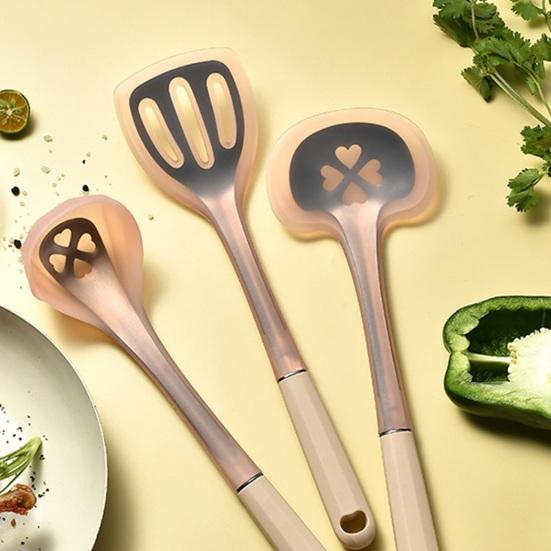 Silicone Cooking Utensils for Non-Stick Pot High Heat Resistant Spatula/Spoon/Turner with Stainless Steel Core for Pancake Eggs Fish