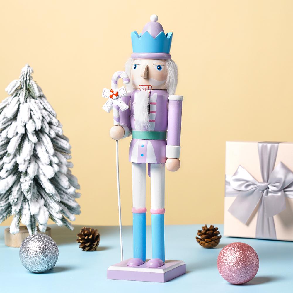 38CM Macaron Colored Candy Walnut Soldier Solid Wood Decoration Ornament Gift Handicraft Christmas Ornament Walnut Clip 1PCS