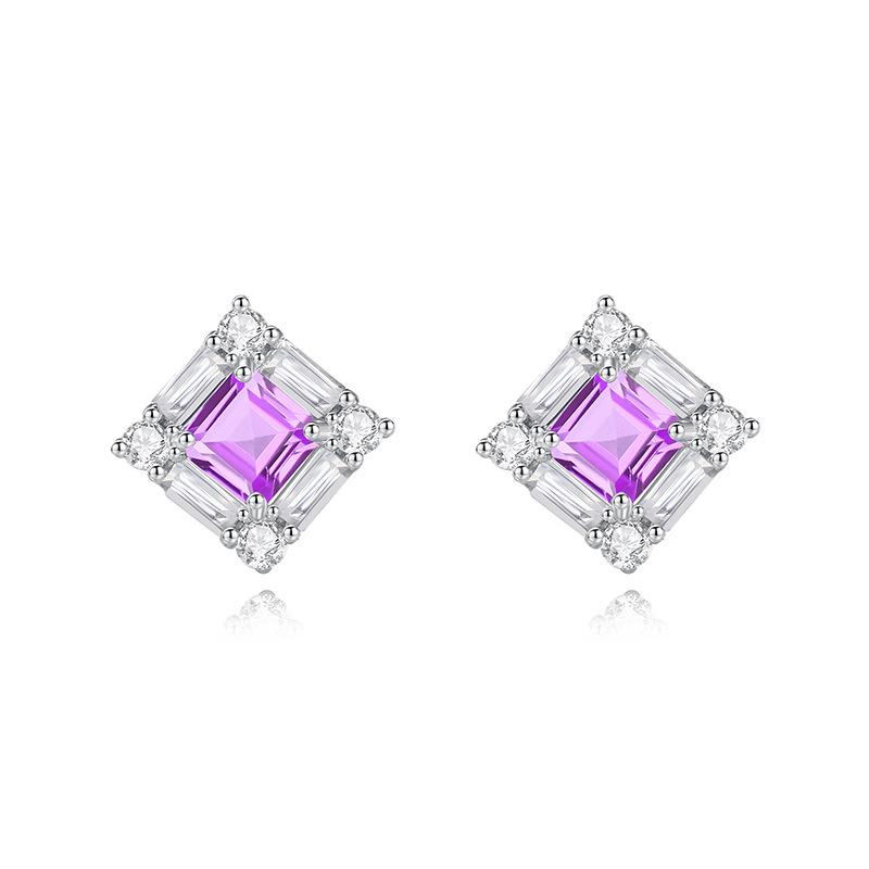 Jewelry S925 silver stud earrings women s square natural crystal stone earrings luxury light luxury jewelry 925 silver