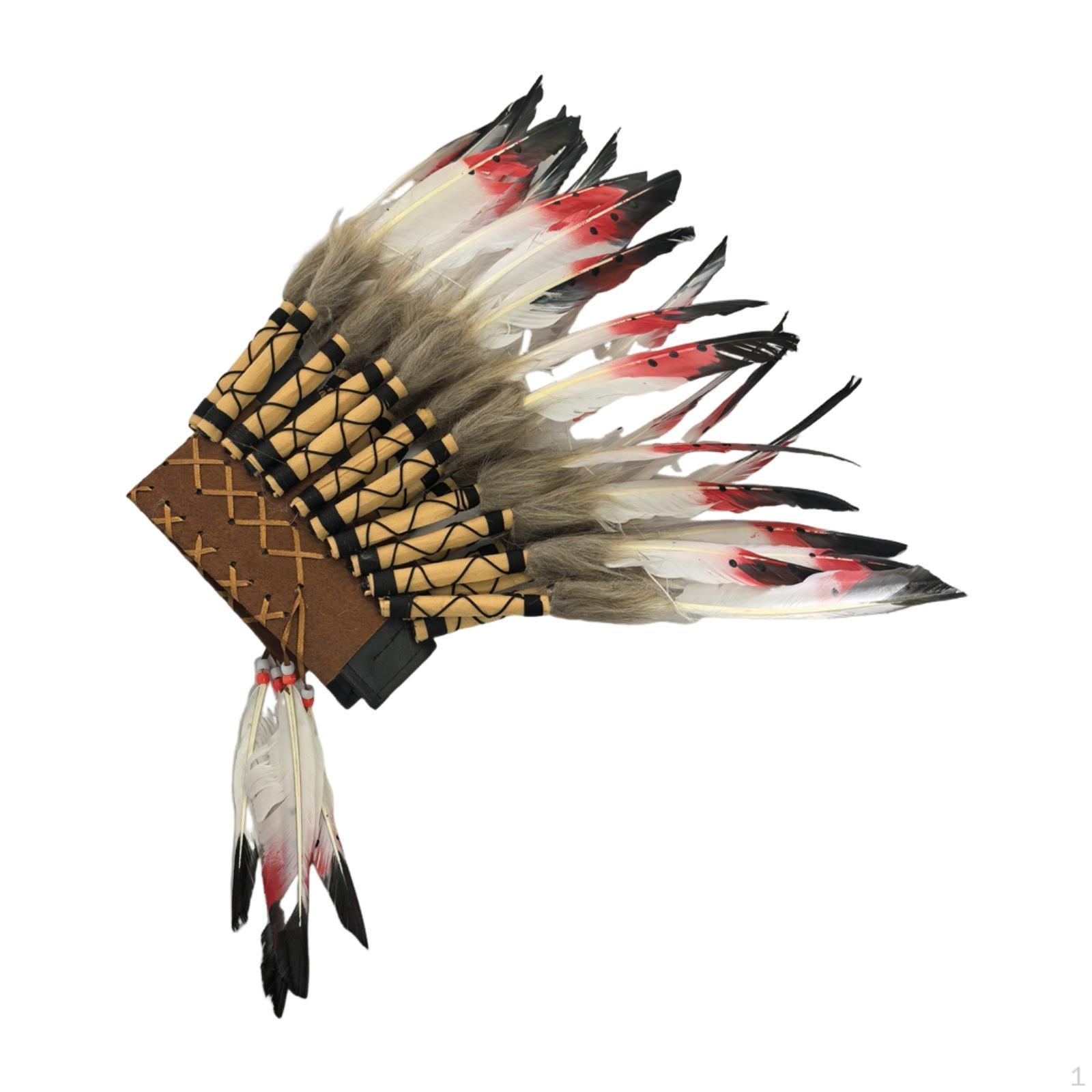 American Chief Indian Native Feather Headdress Decor, Costume Accessory,