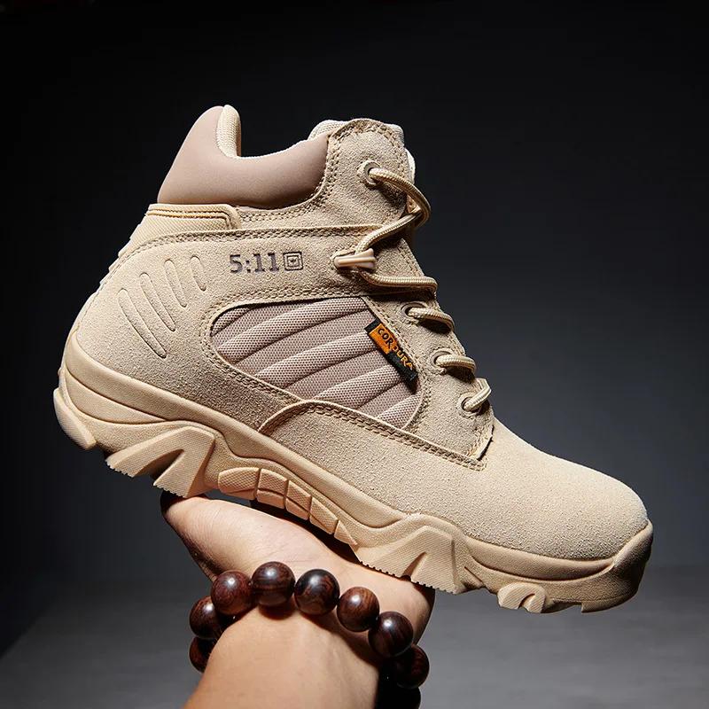 Fashion 2024 New Men's Boots Desert Anti-slip Man Boots Outdoor Lace Ankle Boots Safty  Work Shoes for Men Hard-Wearing Hiking Shoes 46