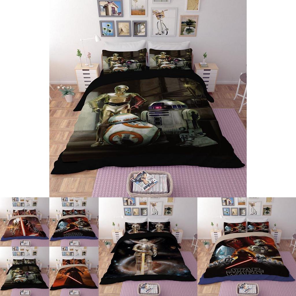 Star Wars Print Film Duvet Comforter Quilt Cover Bedding Set With Matching Pillowcases For Elegant Childrens Room Decor