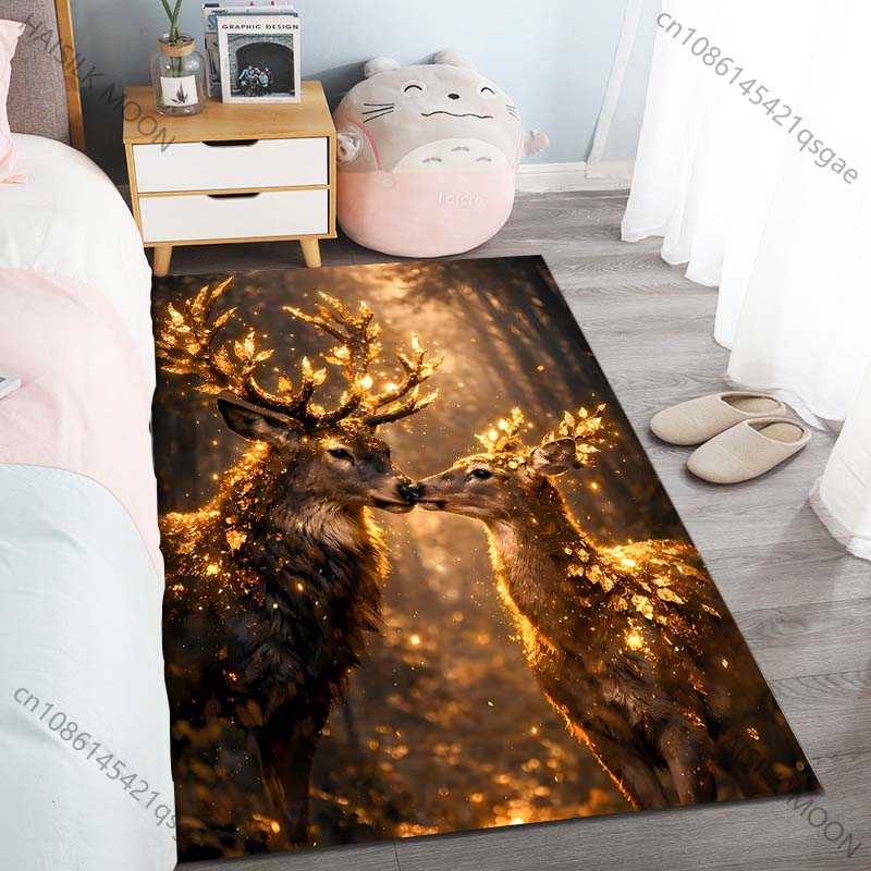 New Product Glowing Deer In Forest  Carpet for Living Room Bedroom Bedside Floor Mat Cloakroom Children Playing Mat Area Rug
