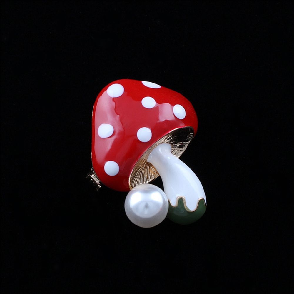 

Simulation-Pearl Rhinestone Mushroom Shape Enamel Garment Accessories Badge Lapel Pin Brooch