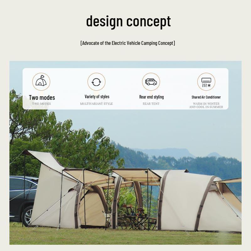 Inflatable Car Rear Tent: Thick Sun and Rain Protection Awning for Outdoor Camping