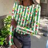 Women's Slim Fit Long Sleeve T-Shirt with Christmas Graphic Print Neck Pullover Top