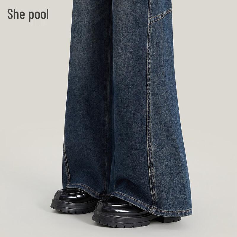 Women s Retro Patchwork Wide-Leg Denim Jeans XL