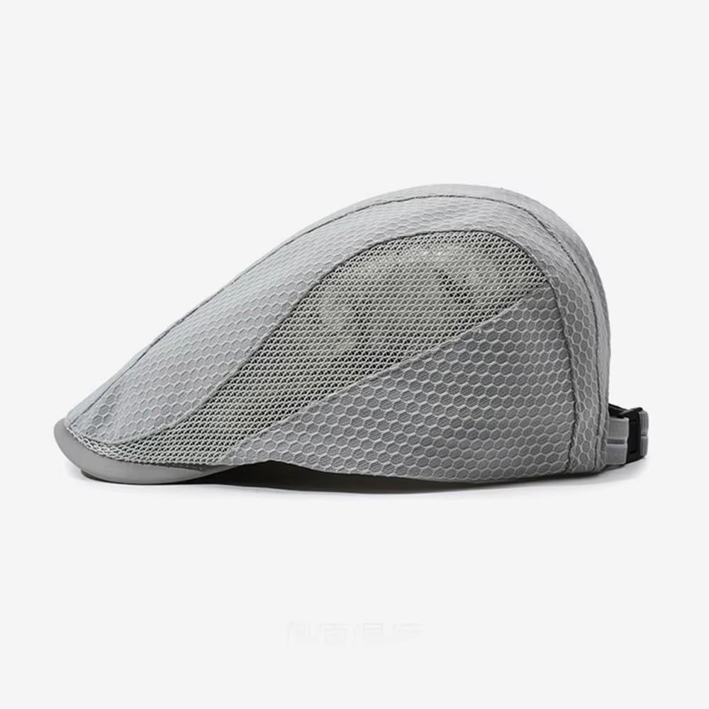 Vintage Solid Color Newsboy Caps Sun Protection Mesh Breathable Beret Hats Adjustable Peaked Hat Women