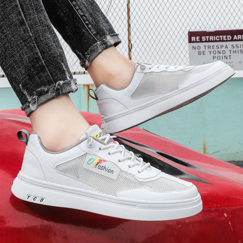 Men White Mesh Tennis Sneakers Summer Sports Skateboarding Shoes Students School Running Shoes Plus Size