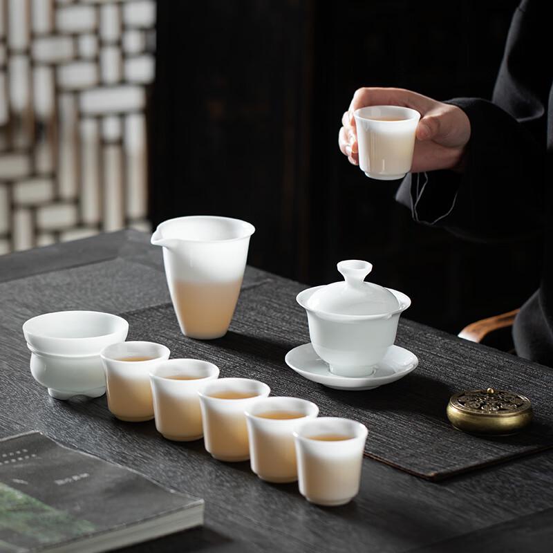 Tuopai 10-Piece Glossy Ice Snow White Ceramic Tea Set