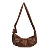 Korean ins large-capacity retro soft leather pleated dumpling bag lazy style casual versatile horn shoulder messenger bag