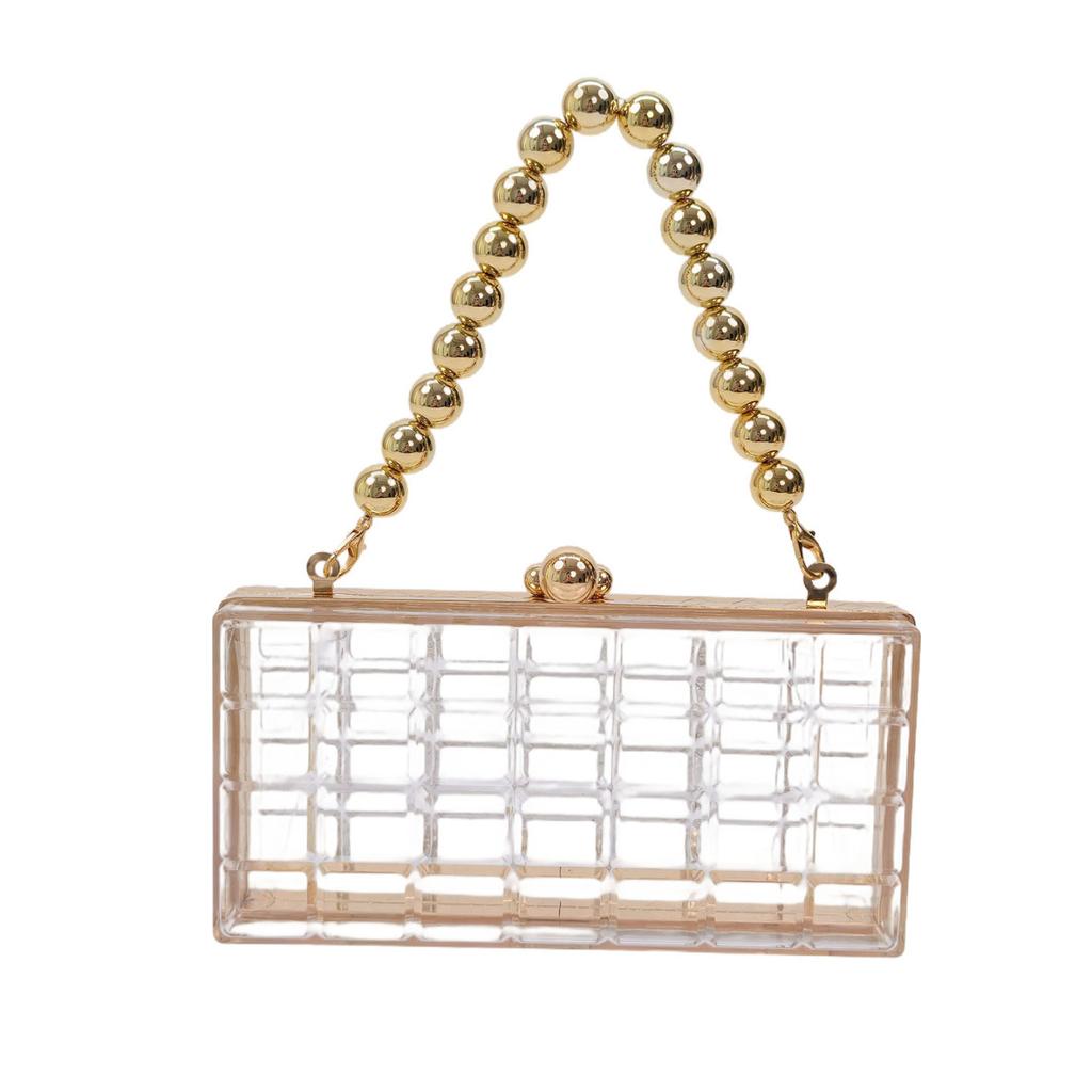 Acrylic transparent bag women's 2026 new pearl chain handbag shoulder chain box bag