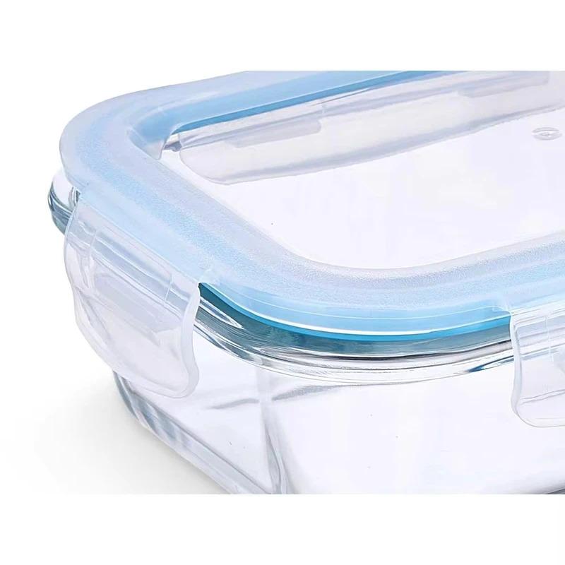 200-370-640-1000 ml rectangular Borosilicate 4-piece Microwave-friendly Container Set of 4 Glass Container