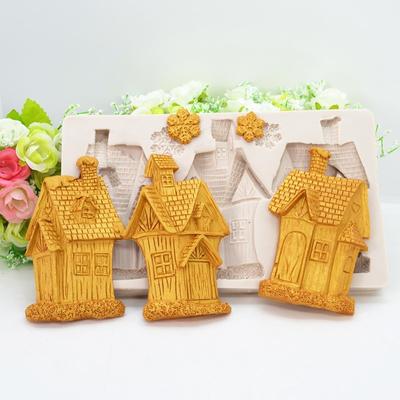 1Pc Christmas House Snow Silicone Mold Resin Kitchen Baking Tools Dessert Pastry Lace Decoration DIY Chocolate Cake Fondant Mold