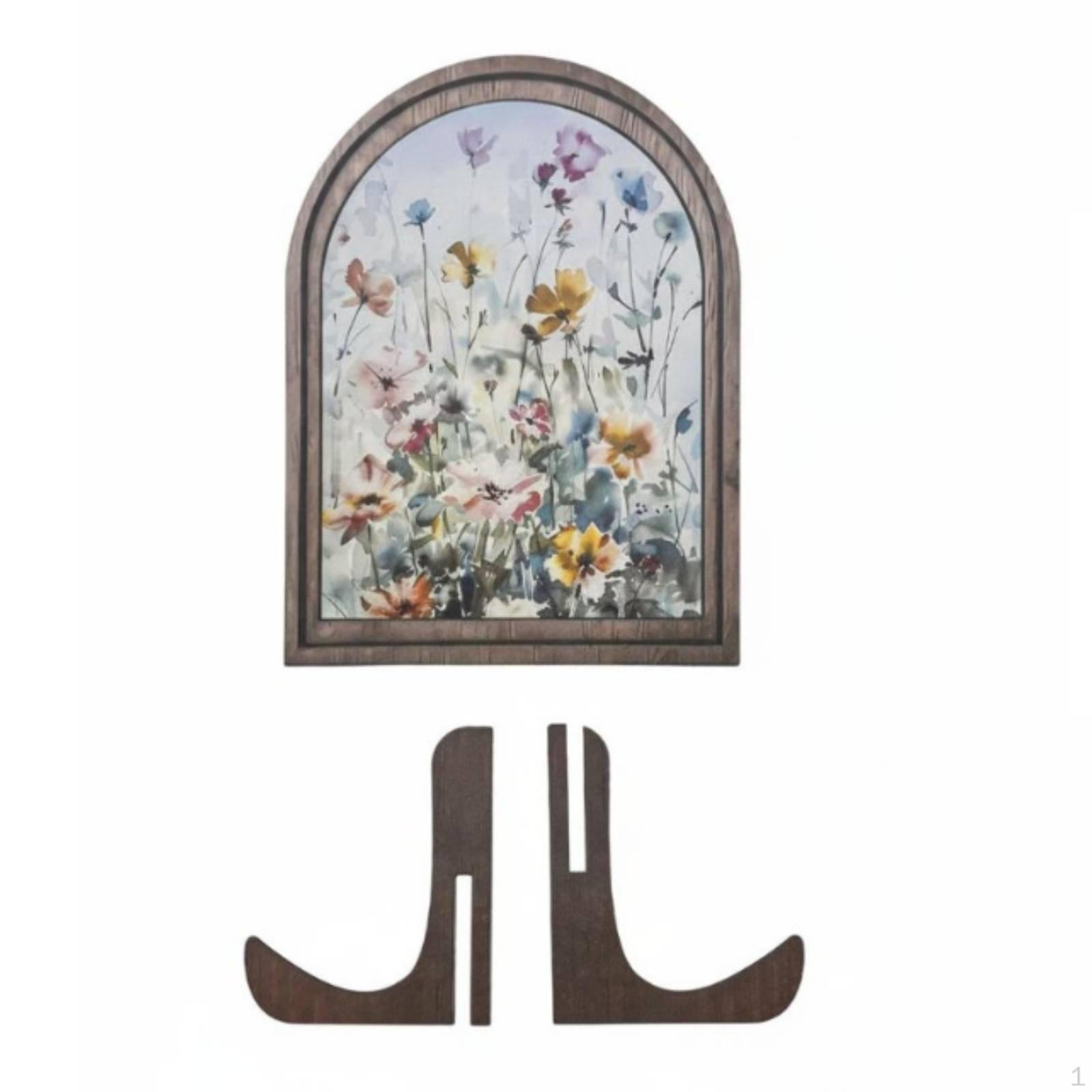 Wooden Flower Ornament Creative Gift Table Sign Freestanding Decoration for Living Room, Desktop