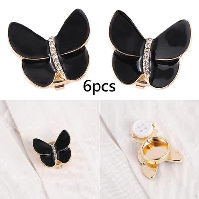 6 Stück Schmetterlings-Knopfmanschettenknöpfe Glitzernde Manschettenknöpfe Bekleidungszubehör für Formelles