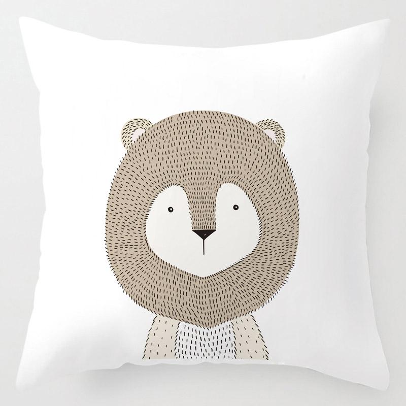Children'S Room Decoration Cartoon Pillowcase Pet Animal Cushion Cover Rabbit Giraffe Lion Porcupine Bear Fox