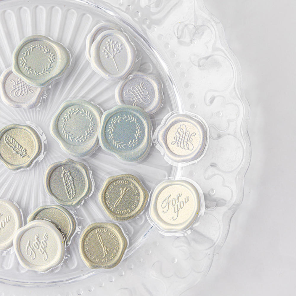 18pcs Vintage Wax Seal Stamp Stickers DIY Scrapbooking Journal Planner Decorations Envelope Plastic Sealing Wax Labels