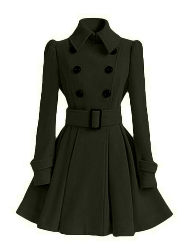 2018 Slim Fit European & American Women's Long Wool Coat with Belt