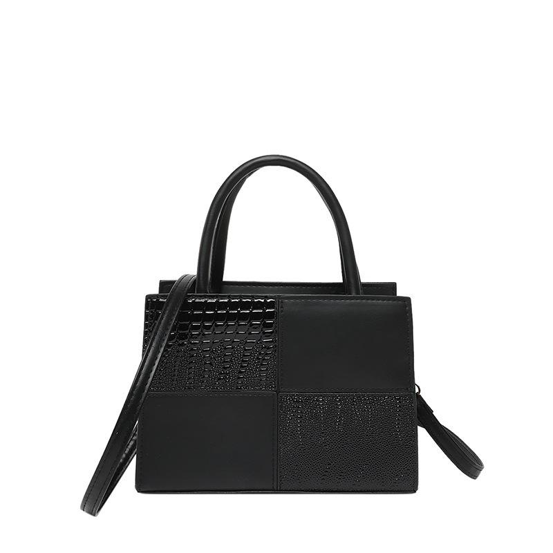 Large-capacity Bag Women's 2025 Spring and Summer New Fashion Handbag Contrasting Color Splicing Crocodile Pattern Shoulder Messenger Bag