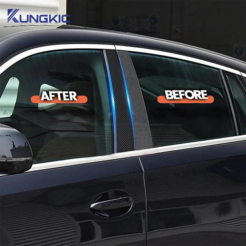 For TOYOTA COROLLA -2024 Car Window Door Column B C Pillar Post Trim Cover Gloss Black PC Sticker Carbon Pattern Accessories